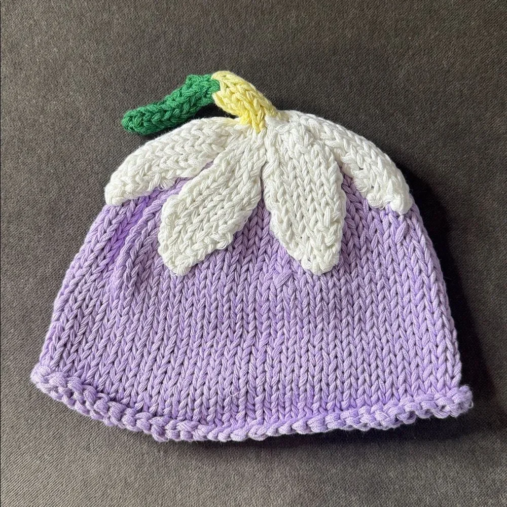 Bebe Chapeau Baby Girls Lilac Hat Daisy on Top 100% Cotton 0-6 months NEW